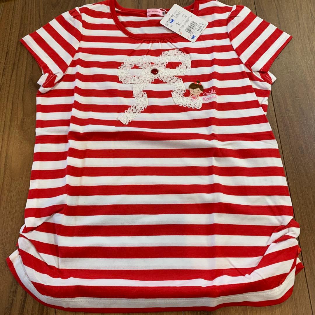 新品　美品　カラフル　ミキハウス　Tシャツ　140 リーナちゃん　ドレス　リボン