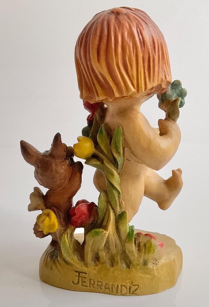 ANRI アンリ Nature Girl 木彫り人形 フェランディス 6インチ