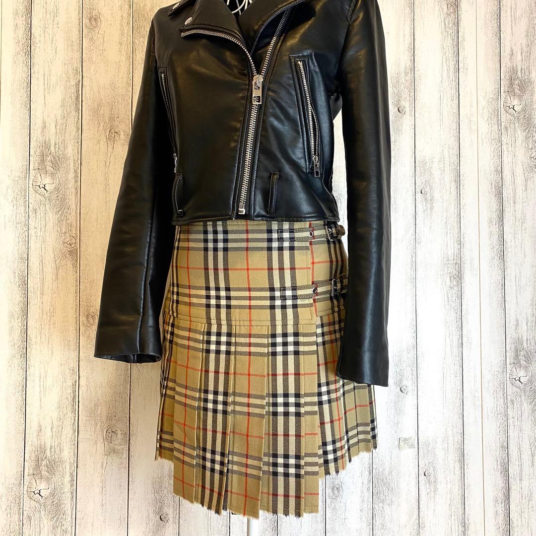 【未使用☆即売】バーバリー ノバチェック スカート プリーツ ベルト 現行 XS