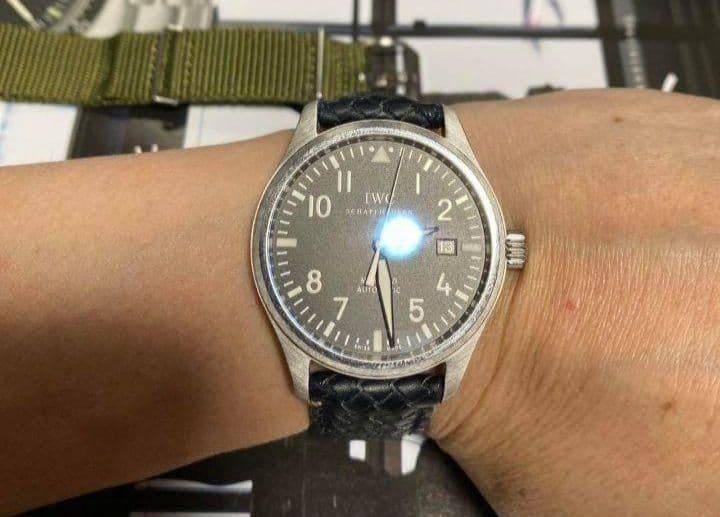 IWC レザーベルト 20mm-18mm ネイビー　マーク 再出品