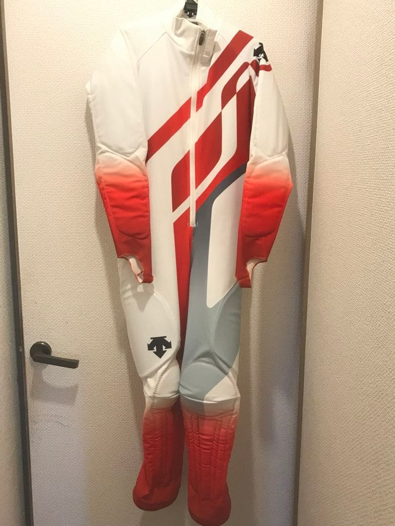スキーレーシングスーツスーツ 競技用ワンピース ホワイト/レッド