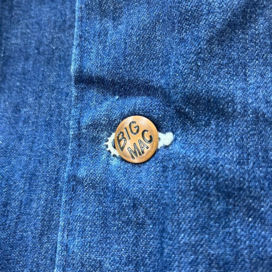 70s BIGMAC デニムカバーオール 裏地ブランケット 襟コーデュロイ M