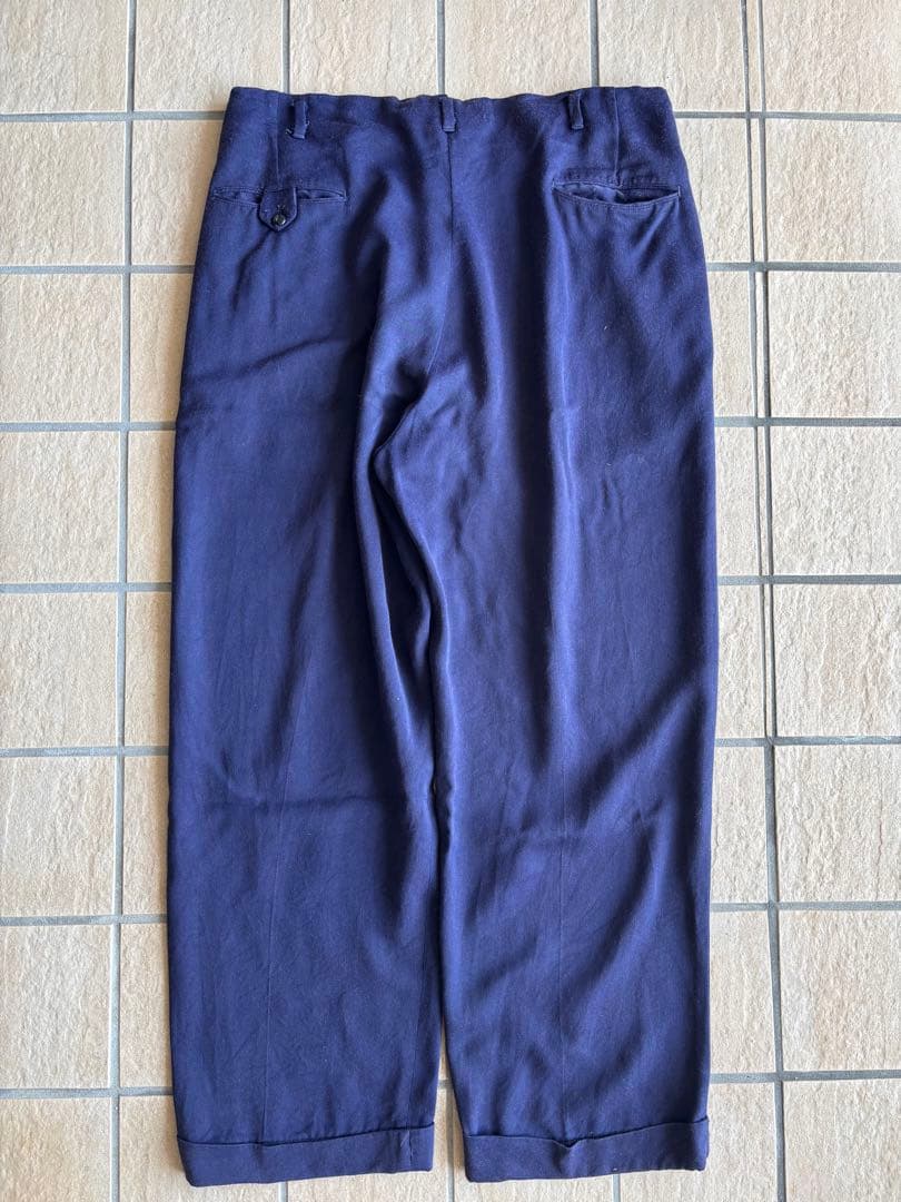 50s rayon gabardine slacks 茄子紺