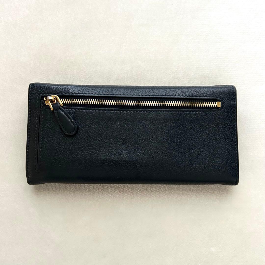 美品 PRADA プラダ 長財布 二つ折り財布 レザー 黒