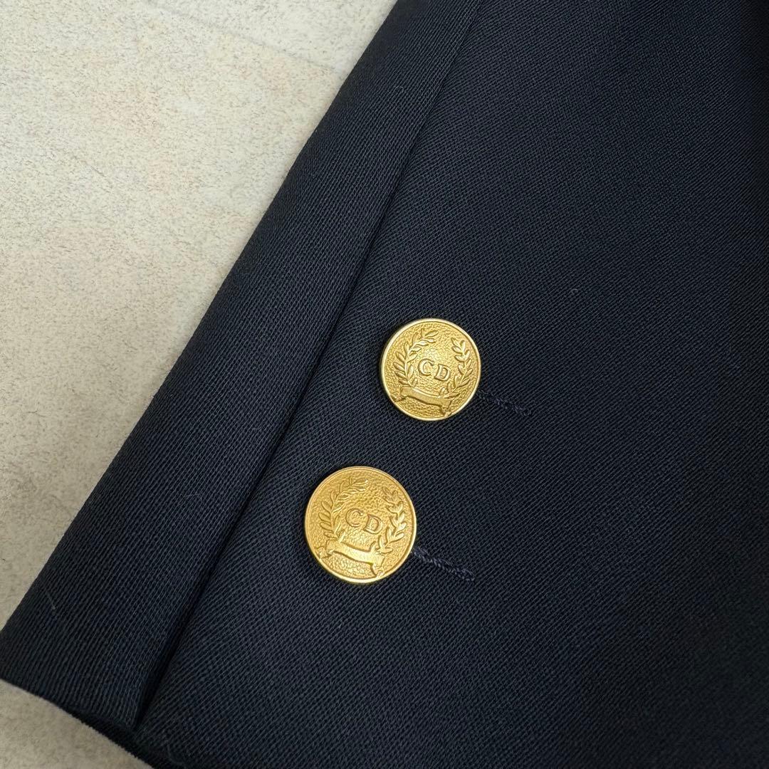 Christian Dior 紺ブレ CDロゴ 金ボタン エンブレムワッペン