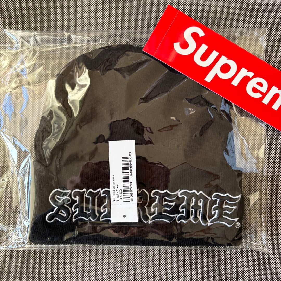帽子 Supreme New Era Old English Beanie black