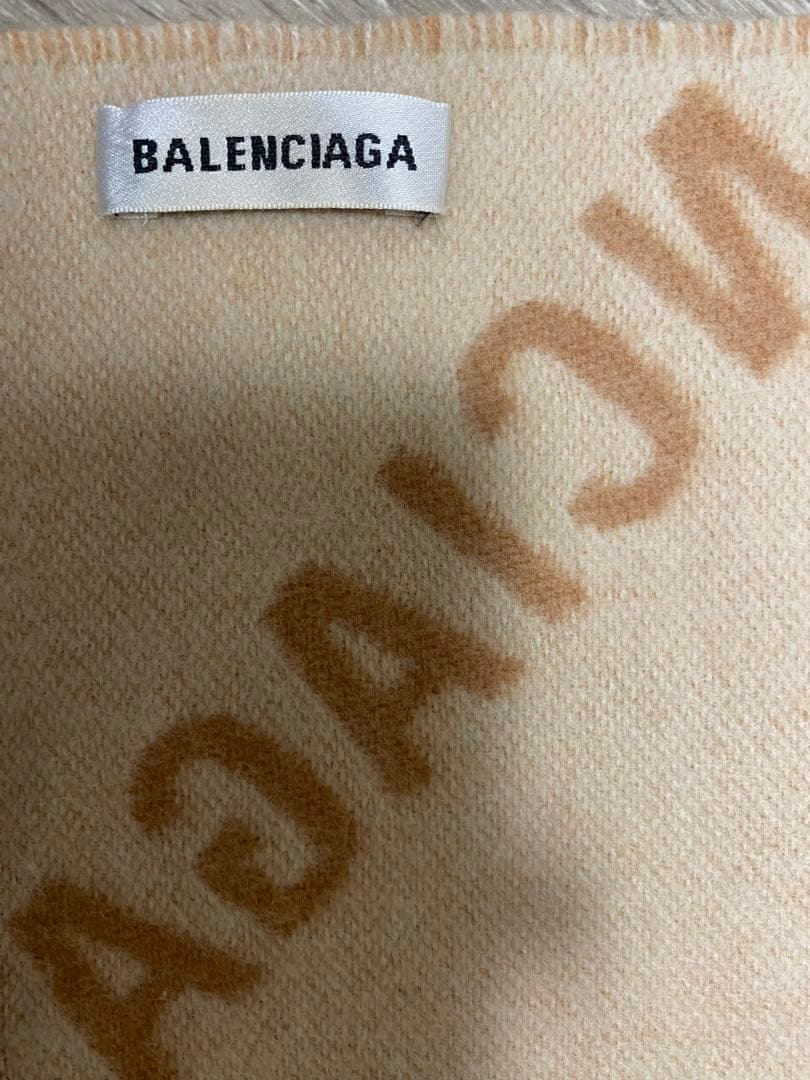 美品 BALENCIAGA バレンシアガ ロゴ　ウール　スカーフ　男女兼用