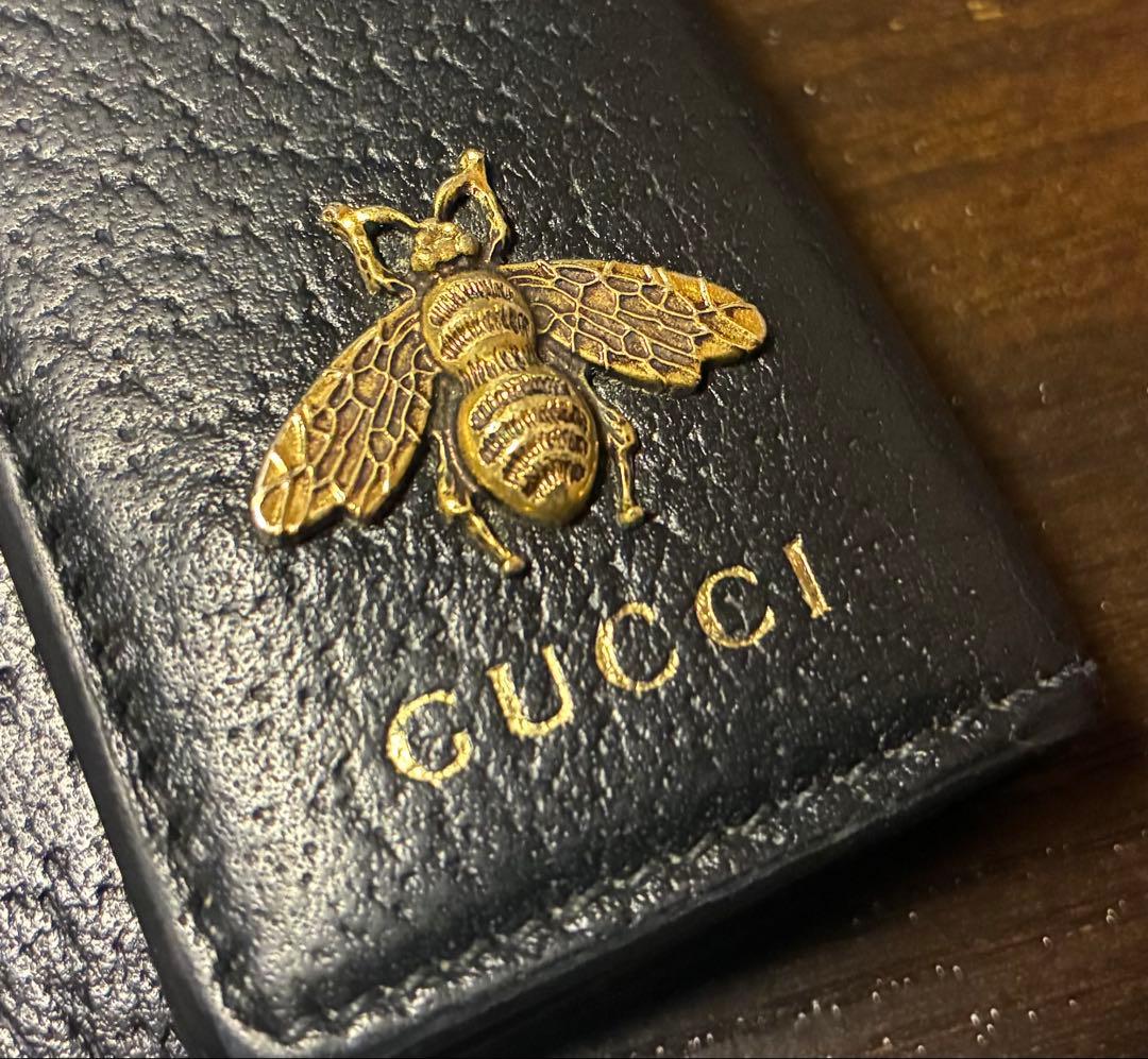 美品 希少 GUCCI グッチ 黒 レザー 6連 キーケース 蜂モチーフ BEE