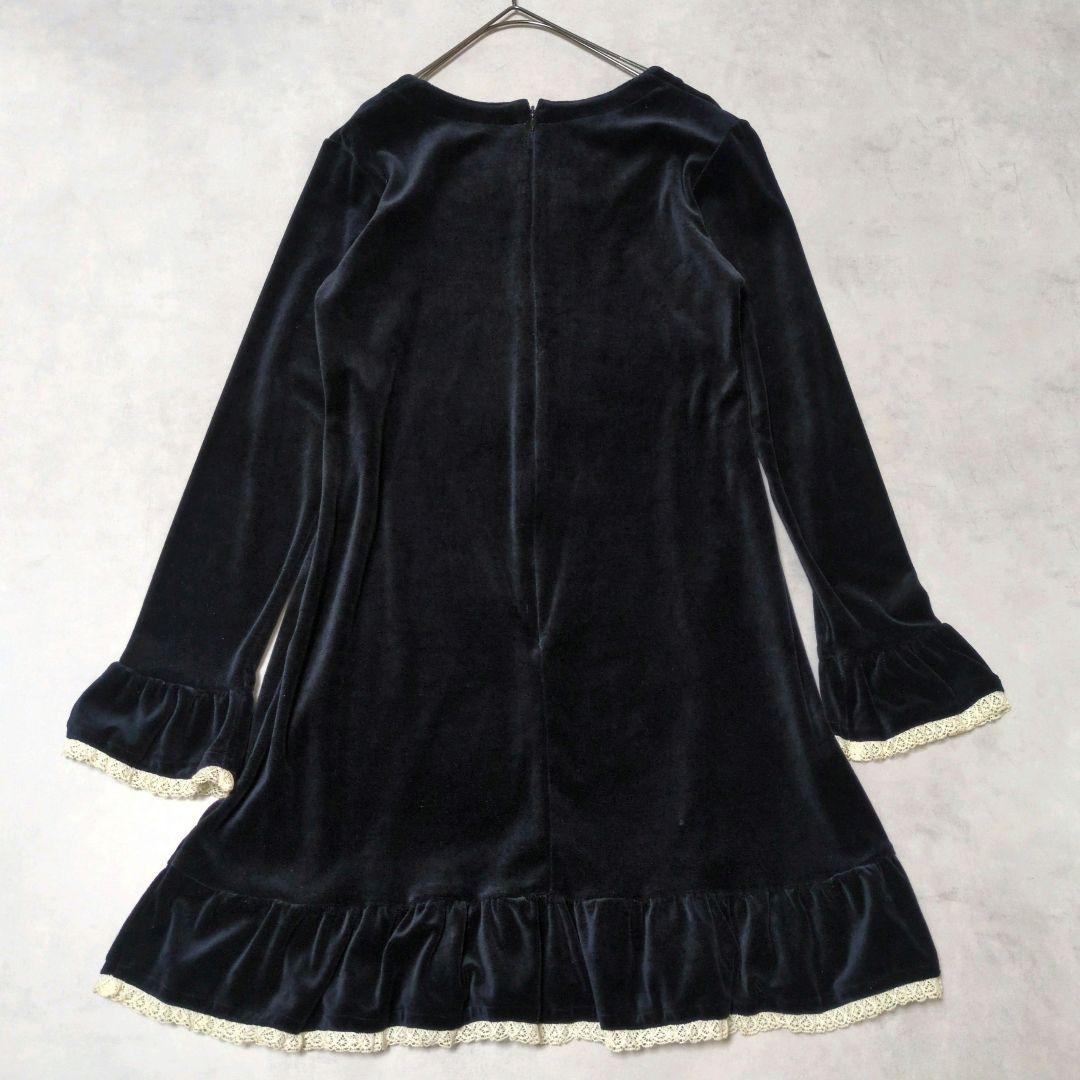 Emily Temple✨️ベロア黒レースワンピ 上品クラシカ ル 大人可愛い♡