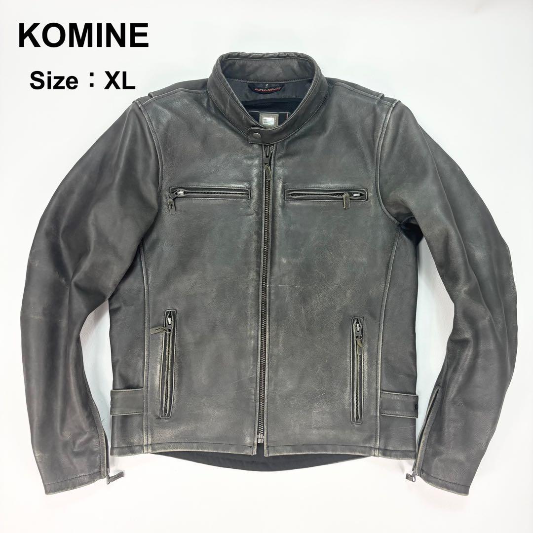 コミネ(KOMINE)バイク用 シングルライダースレザー 本革 牛革 XL