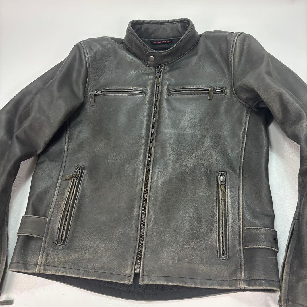コミネ(KOMINE)バイク用 シングルライダースレザー 本革 牛革 XL