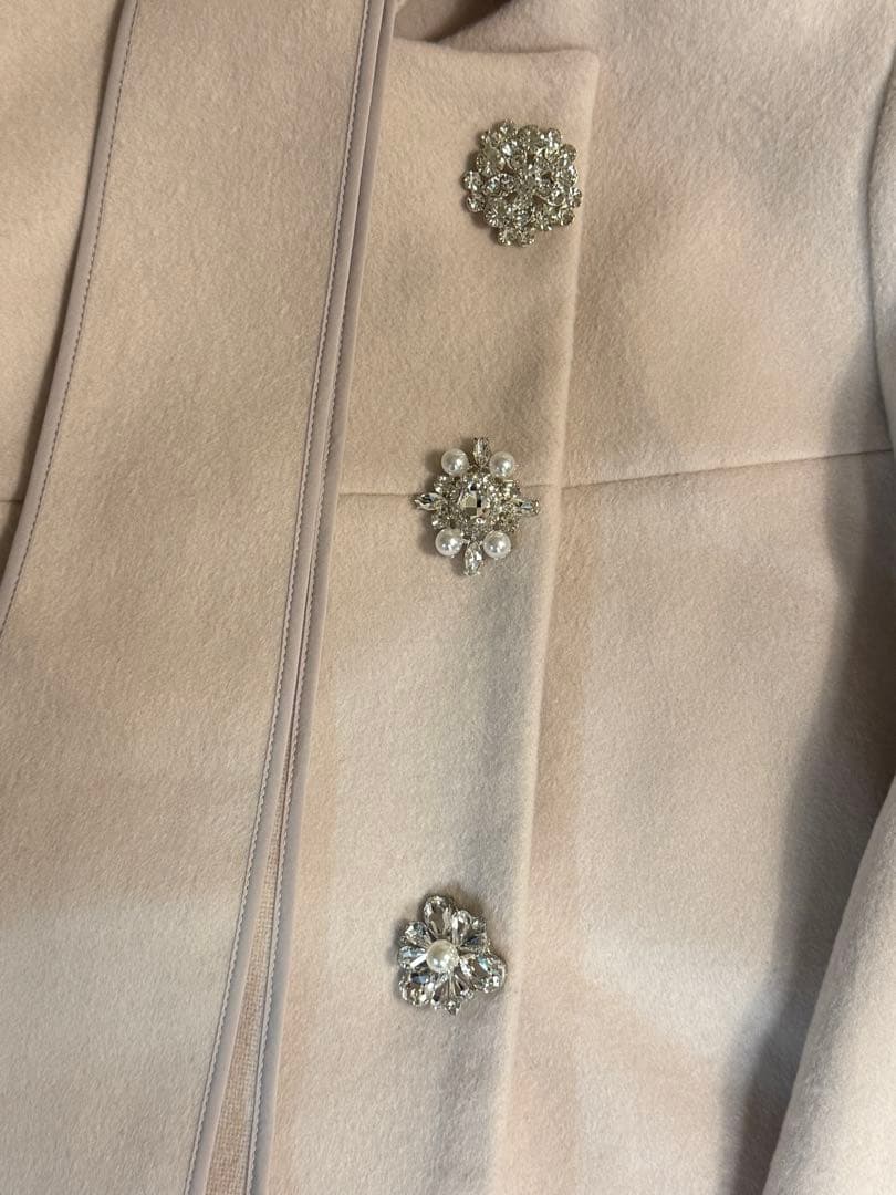 [L.B CANDY STOCK]Ａラインビジューリボンコート