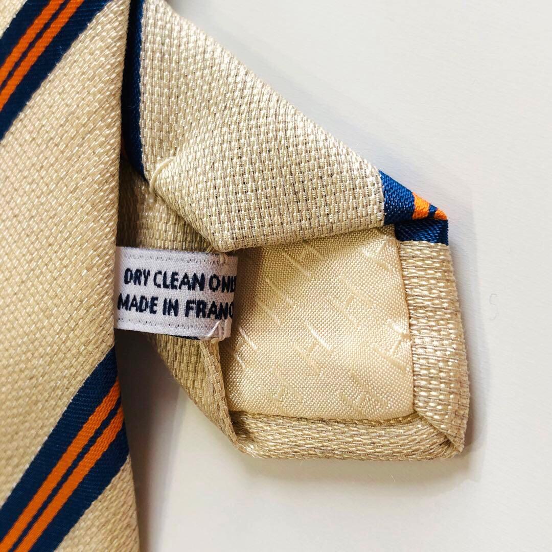 HERMES 子供用 ネクタイ ストライプ柄 ベージュ