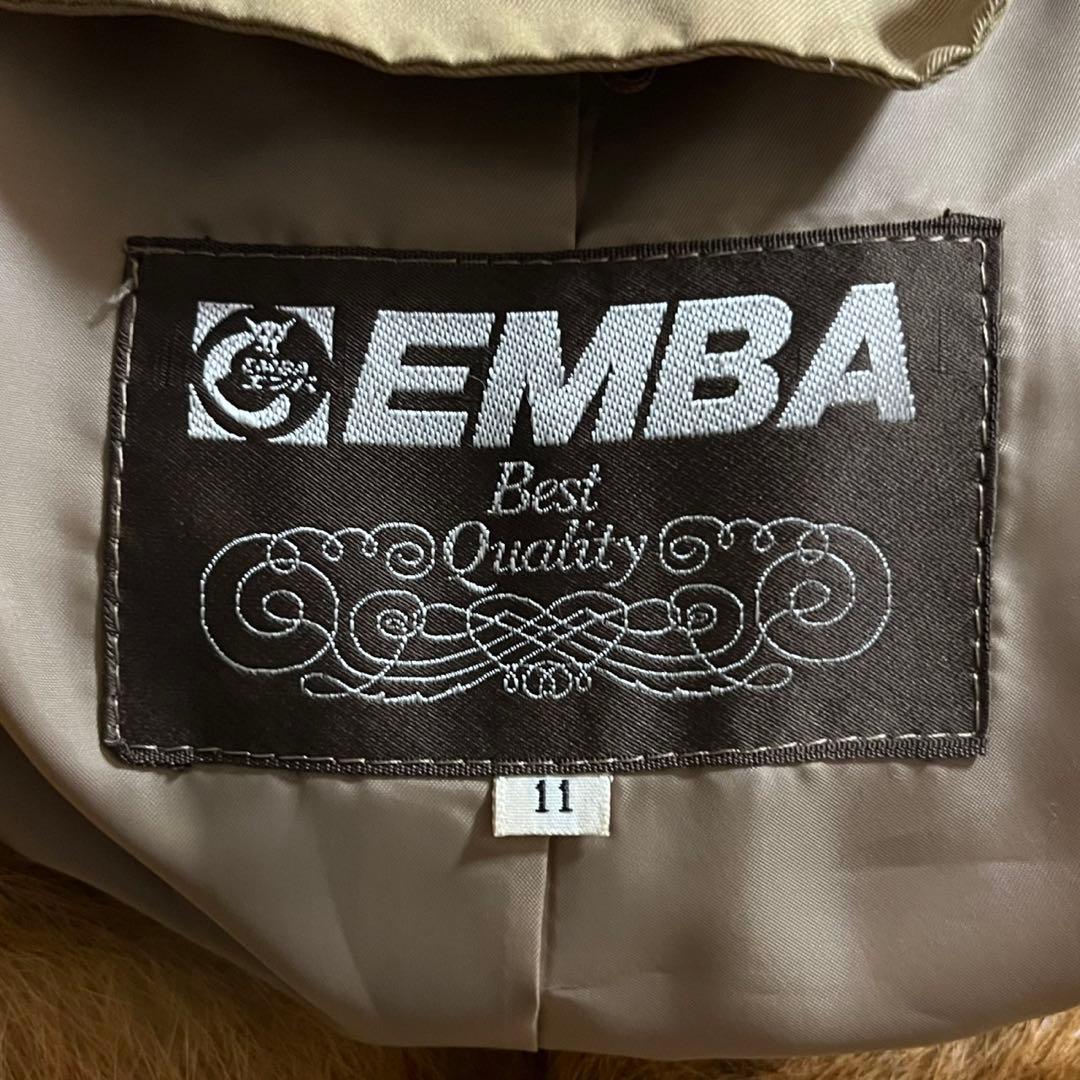 【美品】エンバ ロングコート 裏地 ミンク 毛皮取り外し可能 ベージュ サイズL