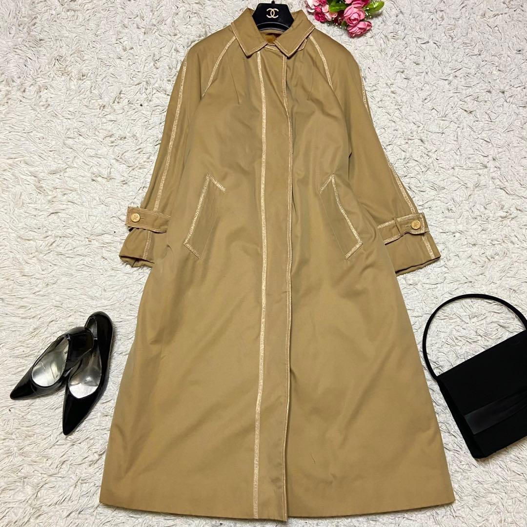 【美品】エンバ ロングコート 裏地 ミンク 毛皮取り外し可能 ベージュ サイズL