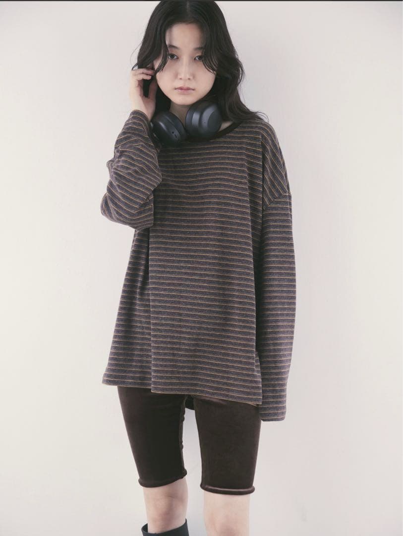 トップス aere / border long T-shirts