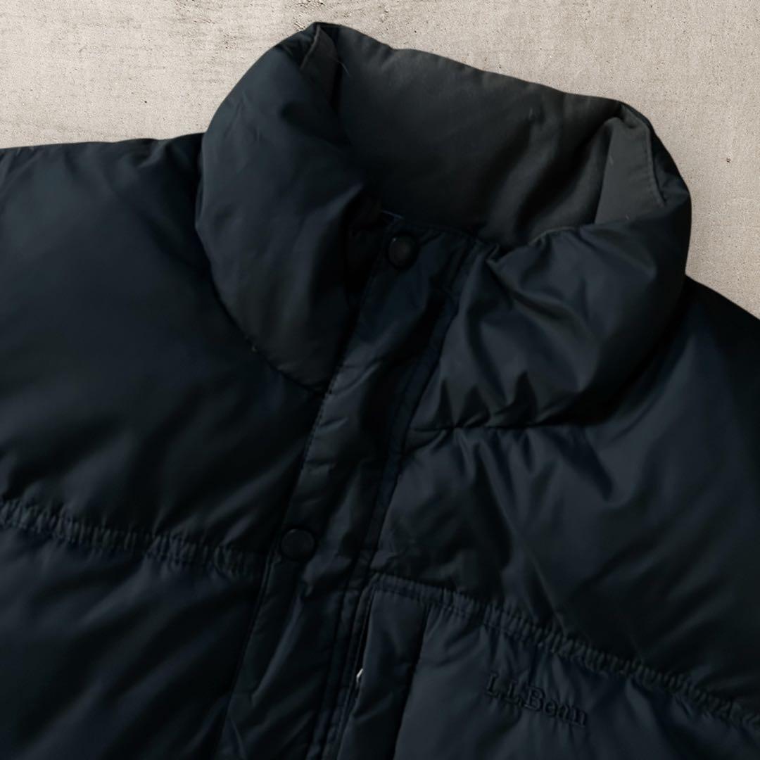 L.L.Beanエルエルビーン中綿ダウンベスト刺繍ロゴドローコード無地古着XL黒