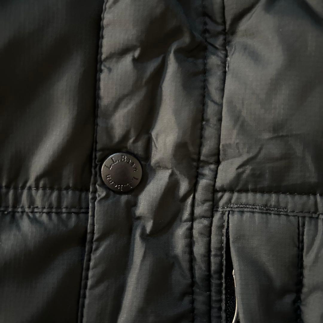 L.L.Beanエルエルビーン中綿ダウンベスト刺繍ロゴドローコード無地古着XL黒
