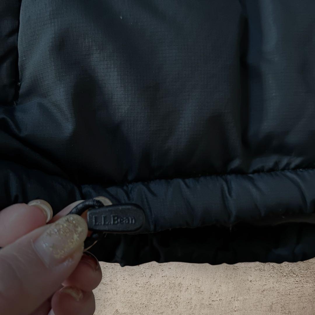 L.L.Beanエルエルビーン中綿ダウンベスト刺繍ロゴドローコード無地古着XL黒