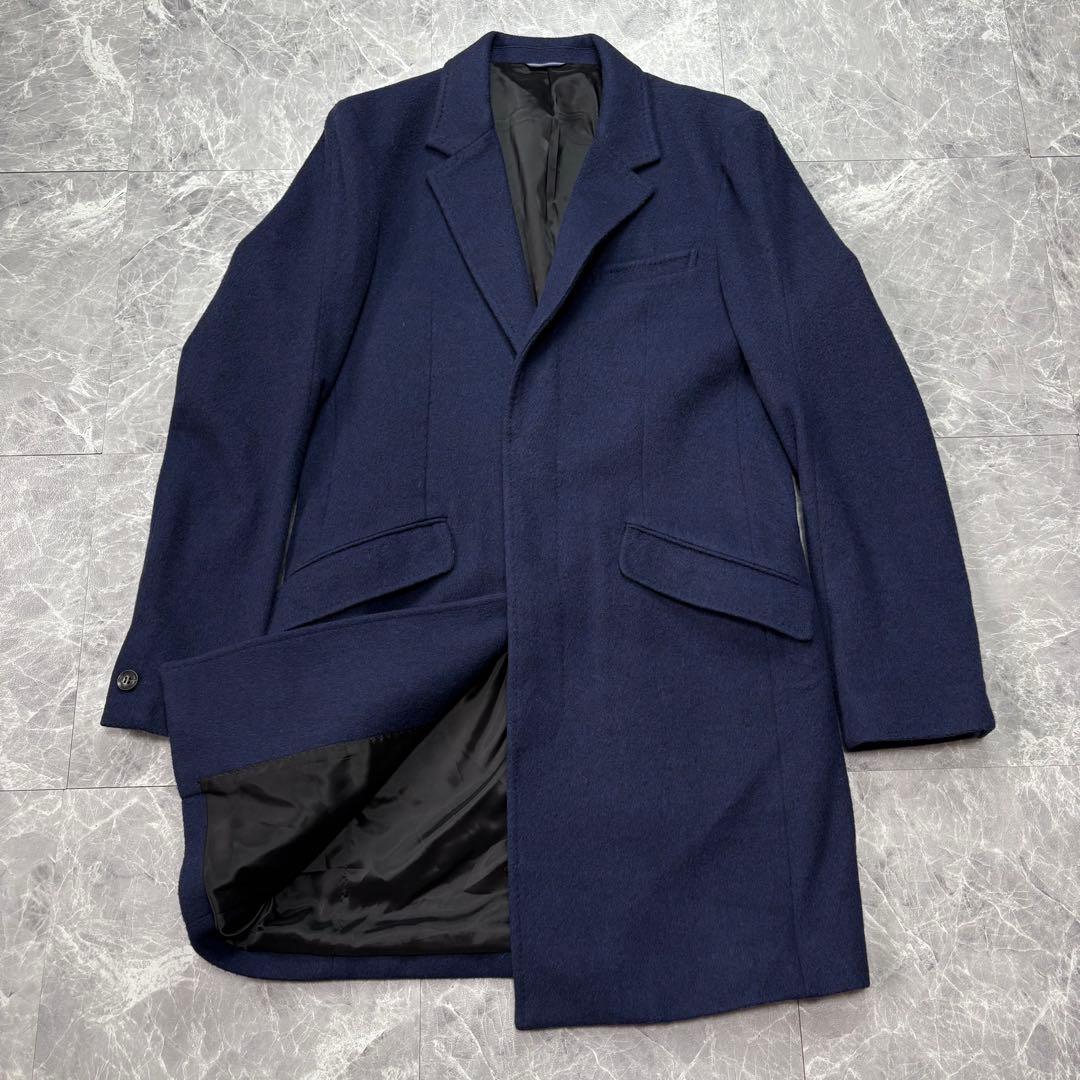 極美品　ジュンハシモト　チェスターコート　ウール　ロイヤルブルー　M相当　メンズ