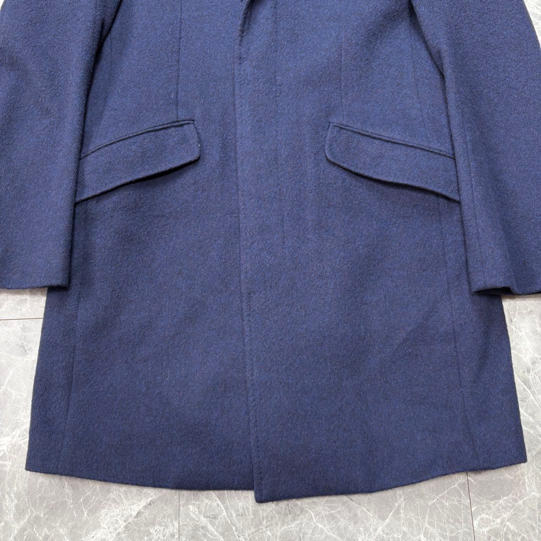 極美品　ジュンハシモト　チェスターコート　ウール　ロイヤルブルー　M相当　メンズ