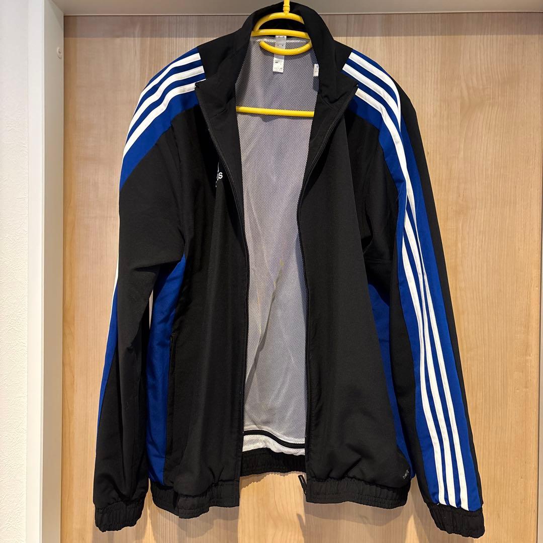 極美品 adidas ウィンドブレーカー上下セットアップ ブラック/ブルー M