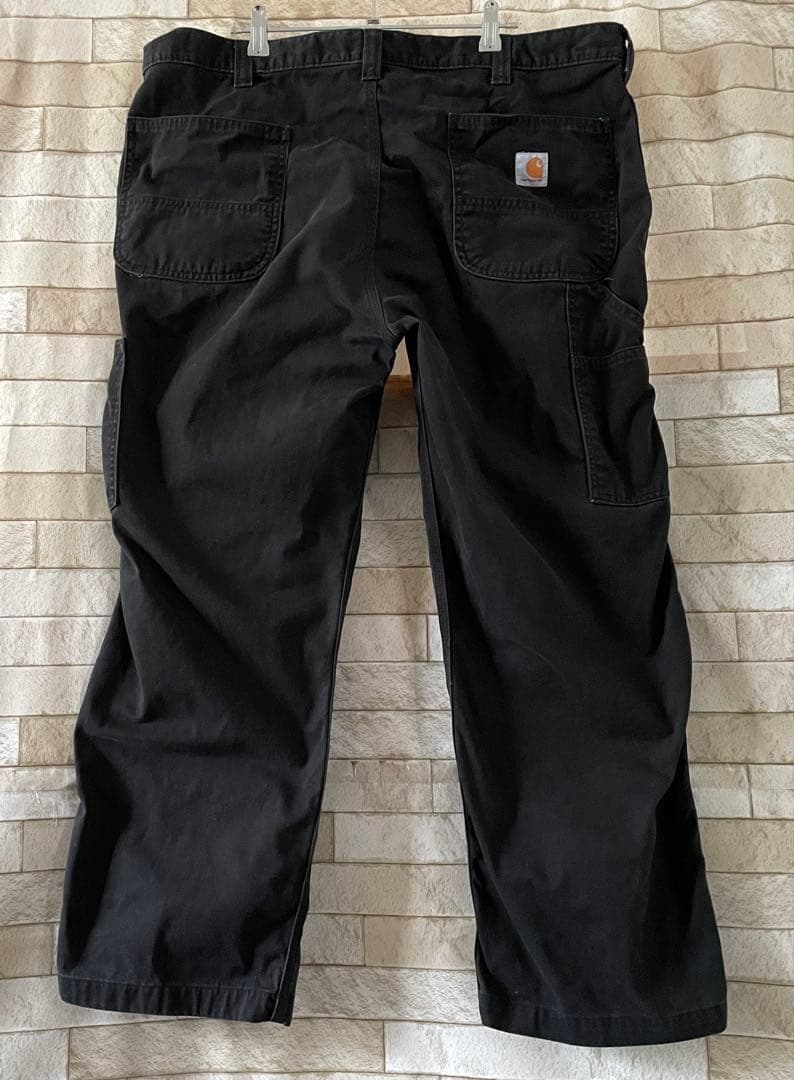 カーハート ワークパンツ 刺繍ロゴ ブラック 黒 40×30