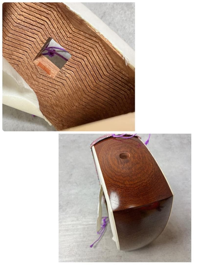 三味線 細棹 正寸 紅木 金ホゾ 子持ち綾杉 2枚溝 K18刻印