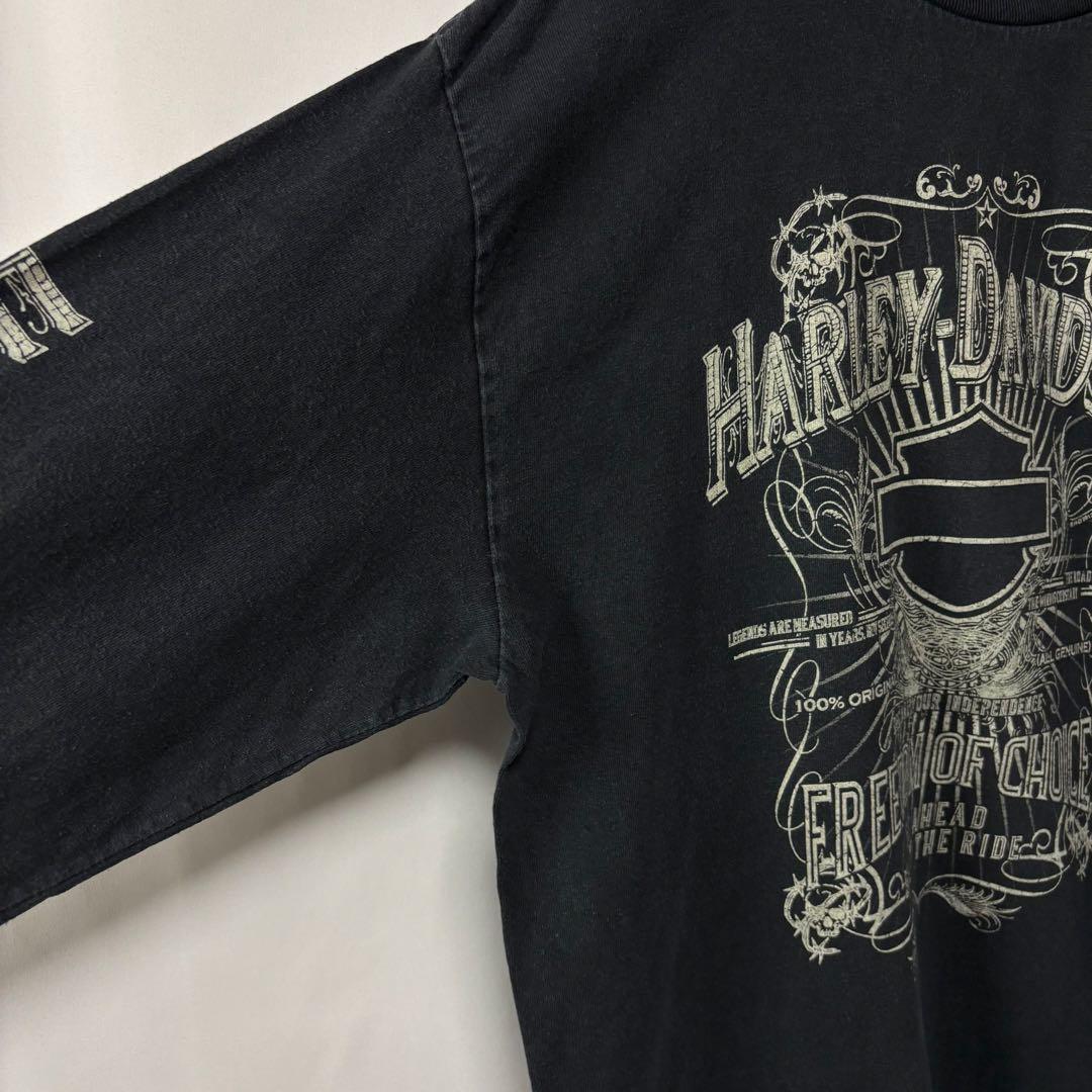 ハーレーダビッドソン　ロングTシャツ　Lサイズ　ブラック　ロゴプリント　古着