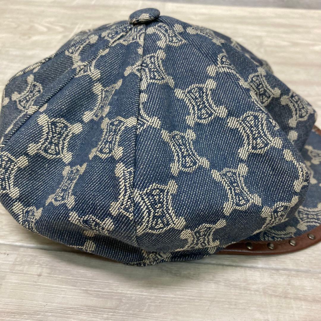 み*ー様 CELINE キャスケット 帽子 L マカダム デニム スタッズ セリ