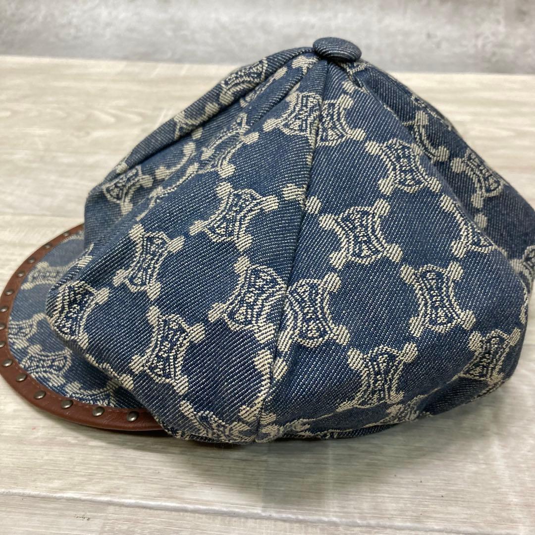 み*ー様 CELINE キャスケット 帽子 L マカダム デニム スタッズ セリ