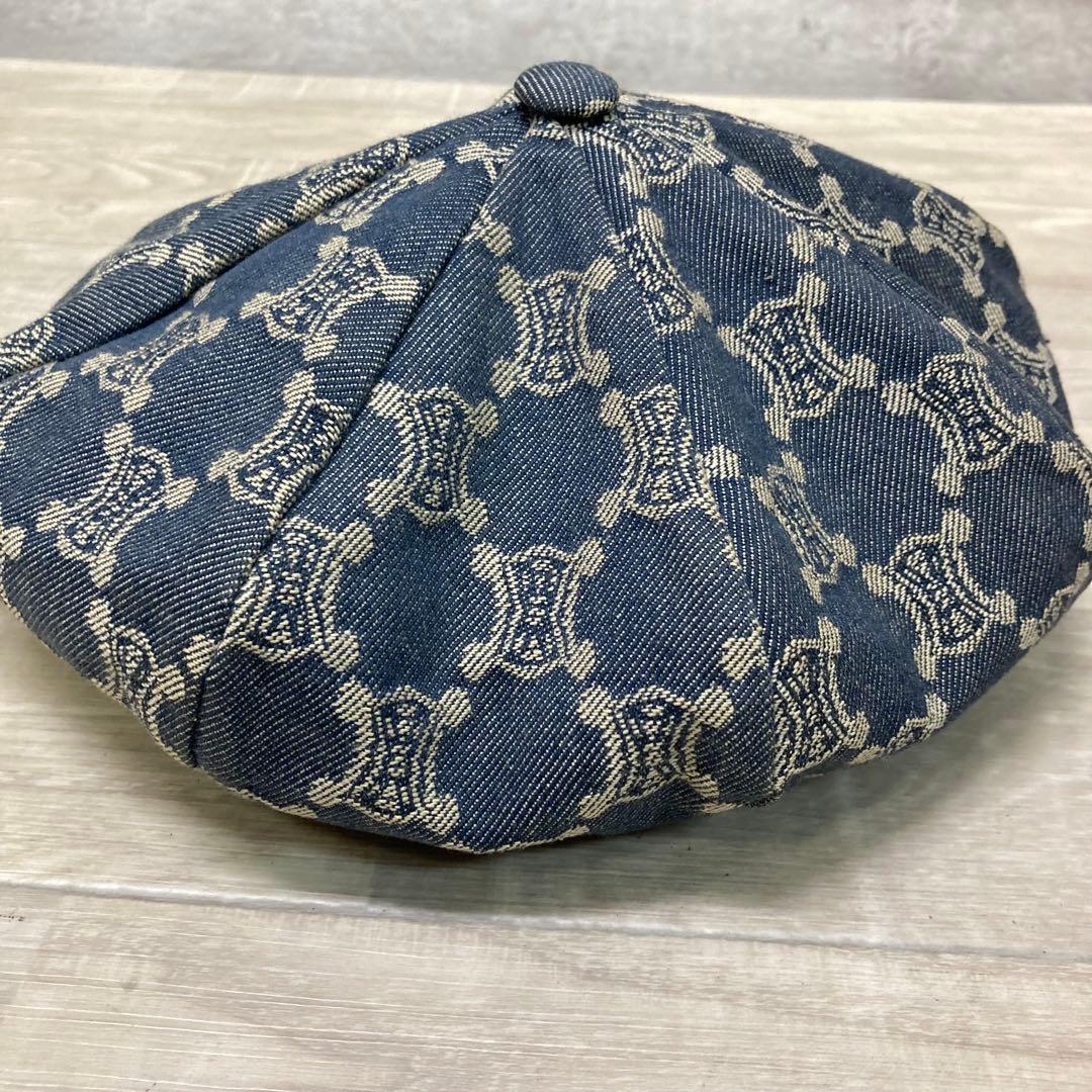 み*ー様 CELINE キャスケット 帽子 L マカダム デニム スタッズ セリ