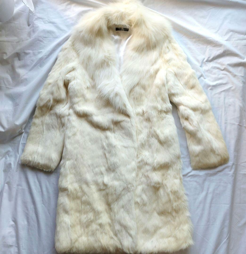 ラビットファー フォックスファー ホワイトファー ロングコート リアル
