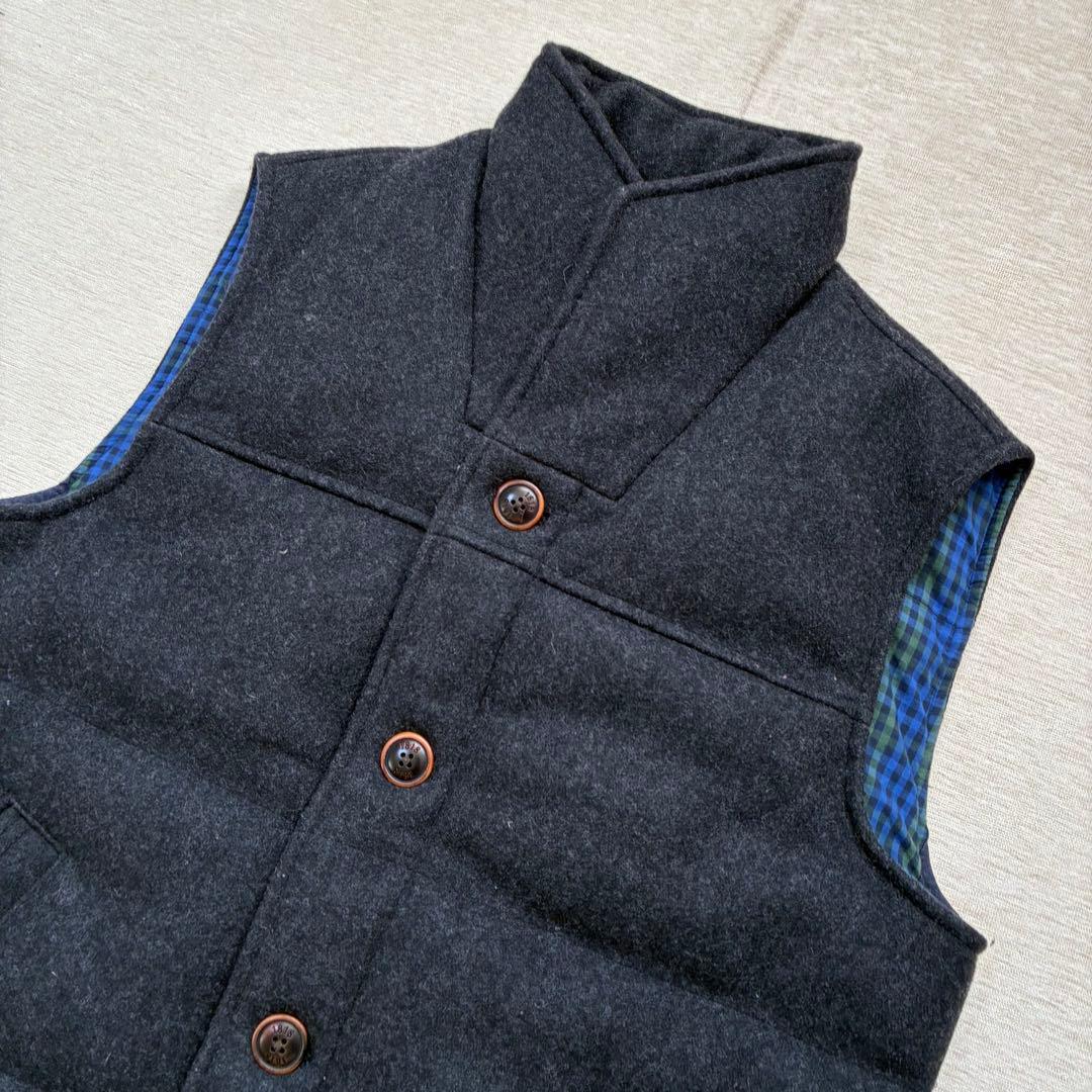 Brooks Brothers ウールベスト　チャコールグレー　中綿　チェック柄