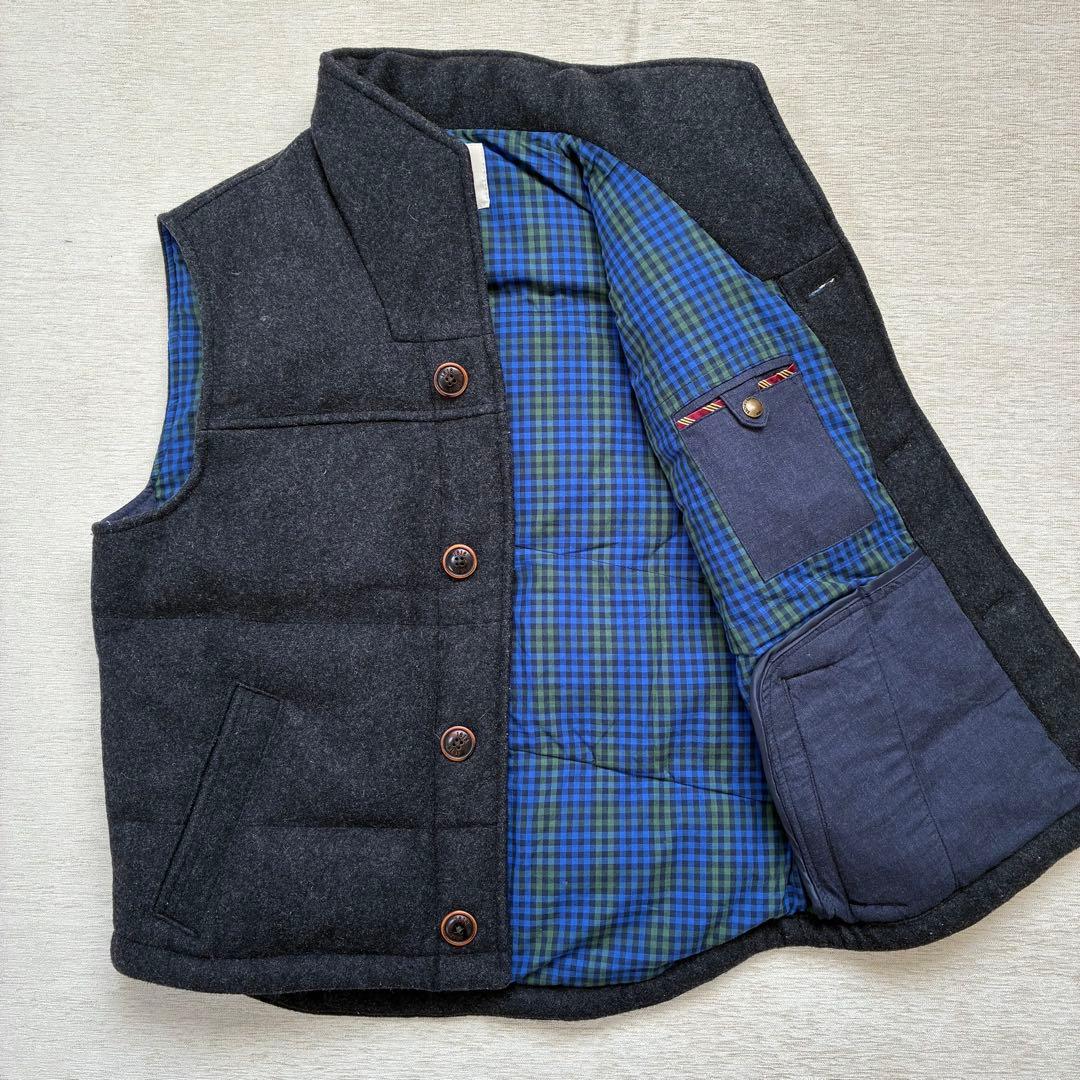 Brooks Brothers ウールベスト　チャコールグレー　中綿　チェック柄