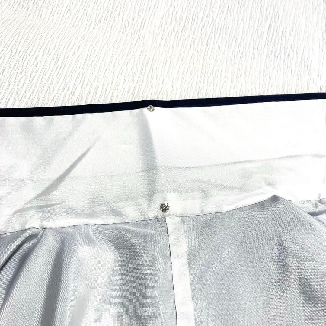 【良品✨】東レシルック　洗える着物　小紋　濃紺色　桜模様　手縫い仕立て　幅広B7