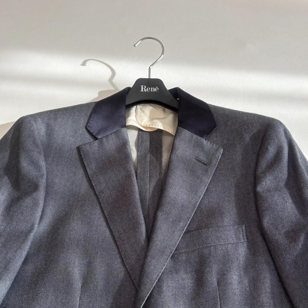 【カシミヤ混】フランクリンテーラード ジャケット デニム シルク M相当 日本製