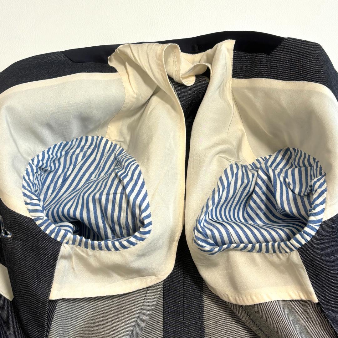 【カシミヤ混】フランクリンテーラード ジャケット デニム シルク M相当 日本製