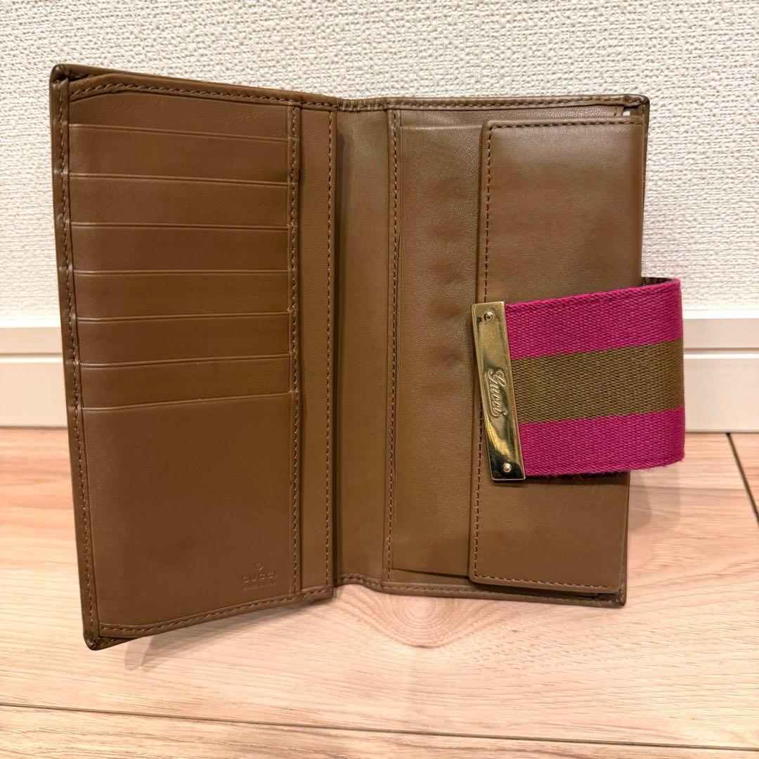 Gucci GGキャンバス 長財布 ベージュ/ピンク
