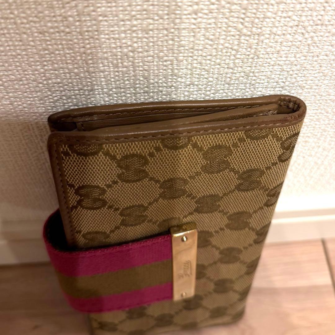Gucci GGキャンバス 長財布 ベージュ/ピンク