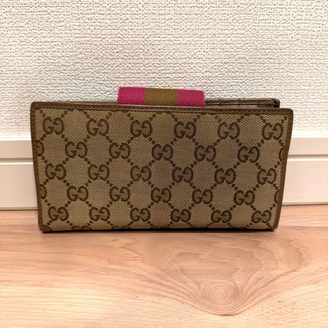 Gucci GGキャンバス 長財布 ベージュ/ピンク