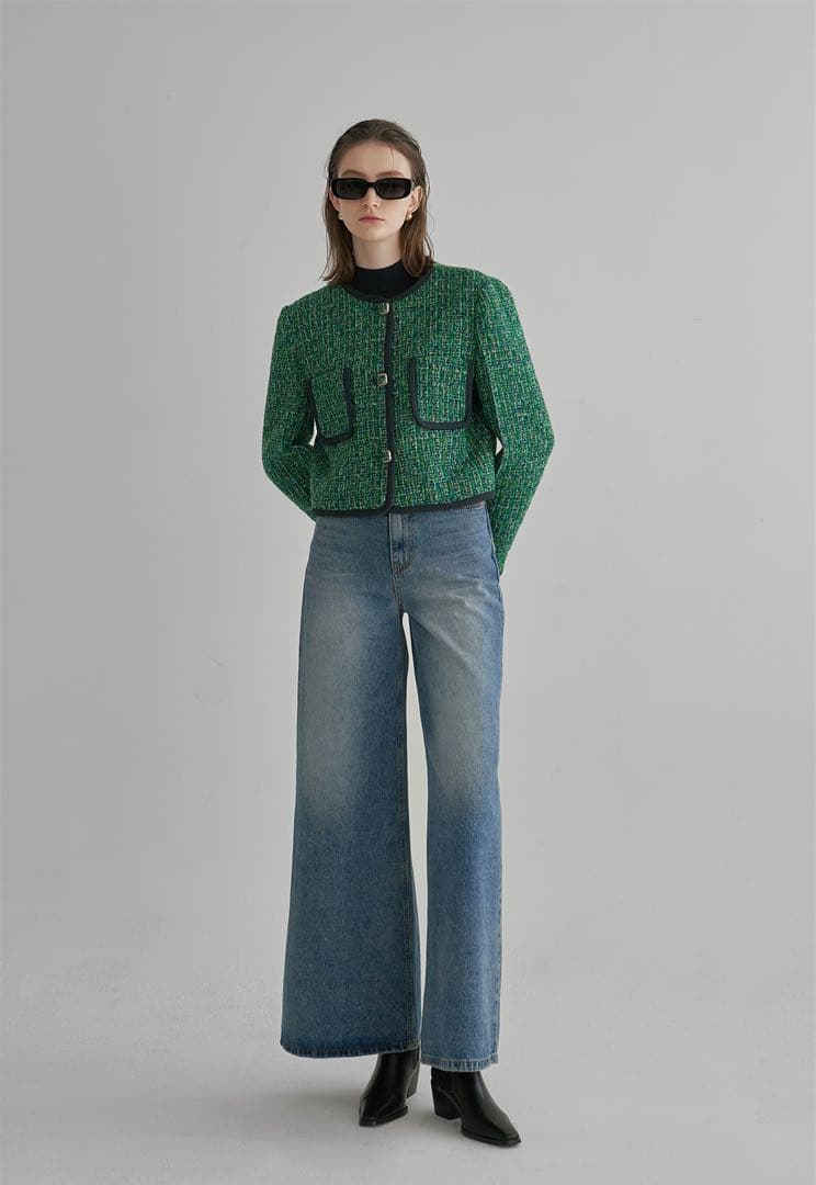 美品✨ツイードジャケット　DHOLIC グリーン