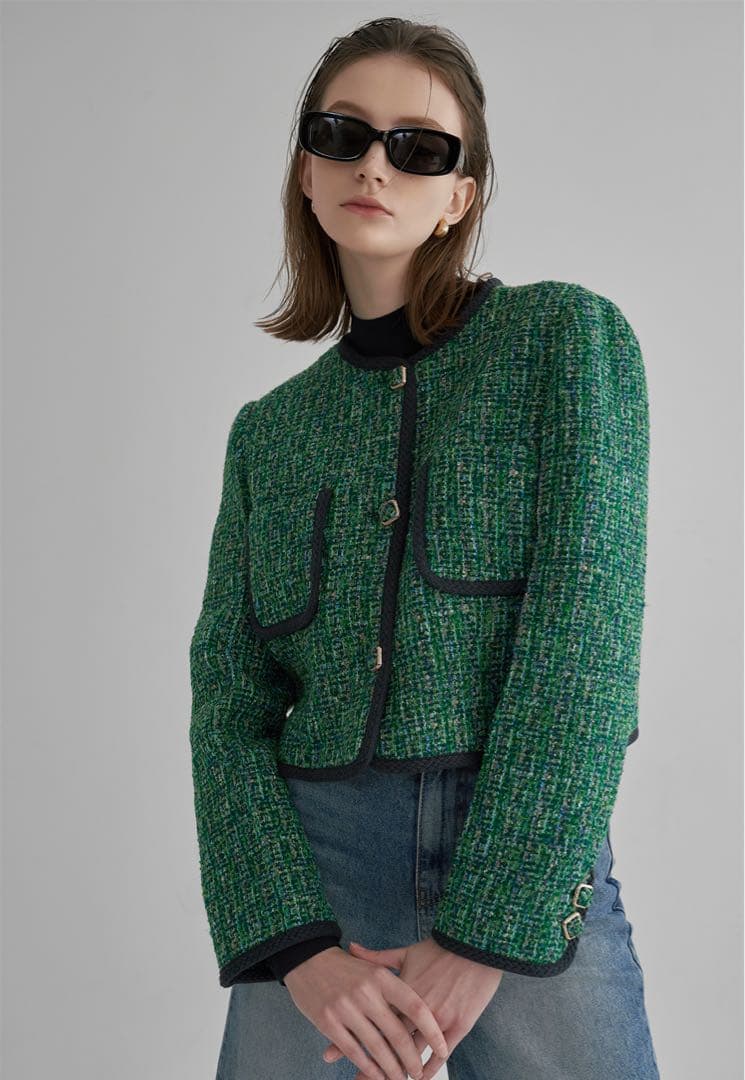 美品✨ツイードジャケット　DHOLIC グリーン