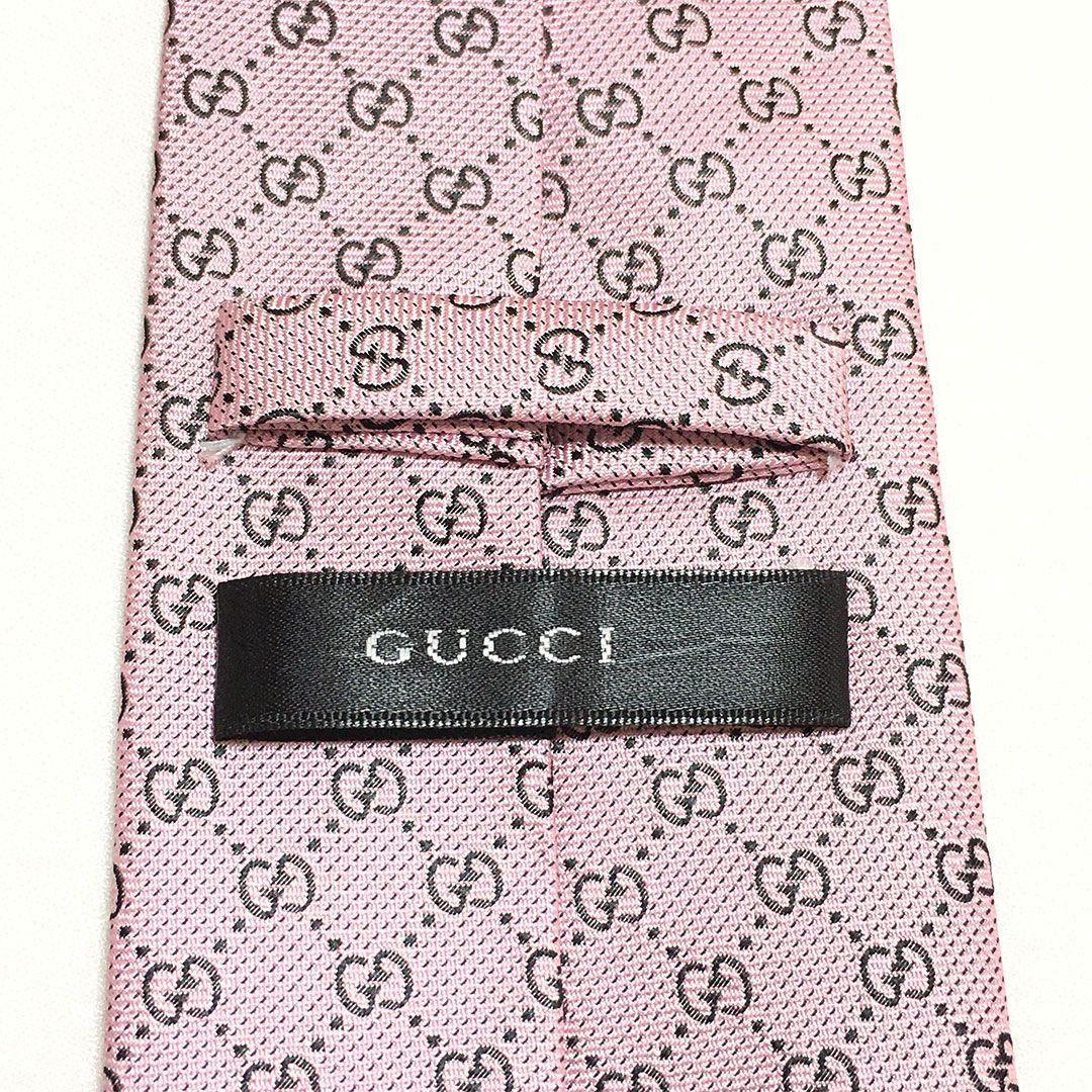未使用級 グッチ GUCCI ネクタイ ピンク GG柄 総柄 ダブルG