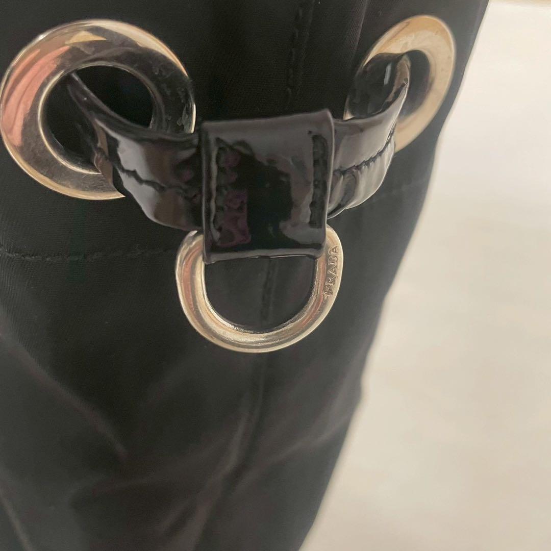 【超希少デザイン】PRADAトートバッグ エナメルショルダー ナイロンブラック☆