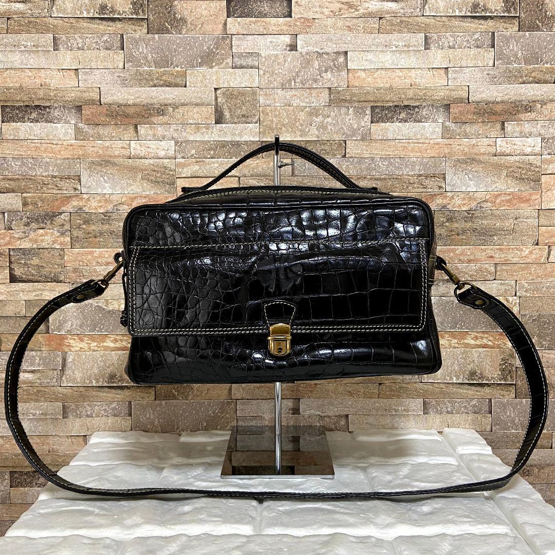 【希少】ENRIQUE LOEWE KNAPPE　クロコ型押し　ショルダーバッグ