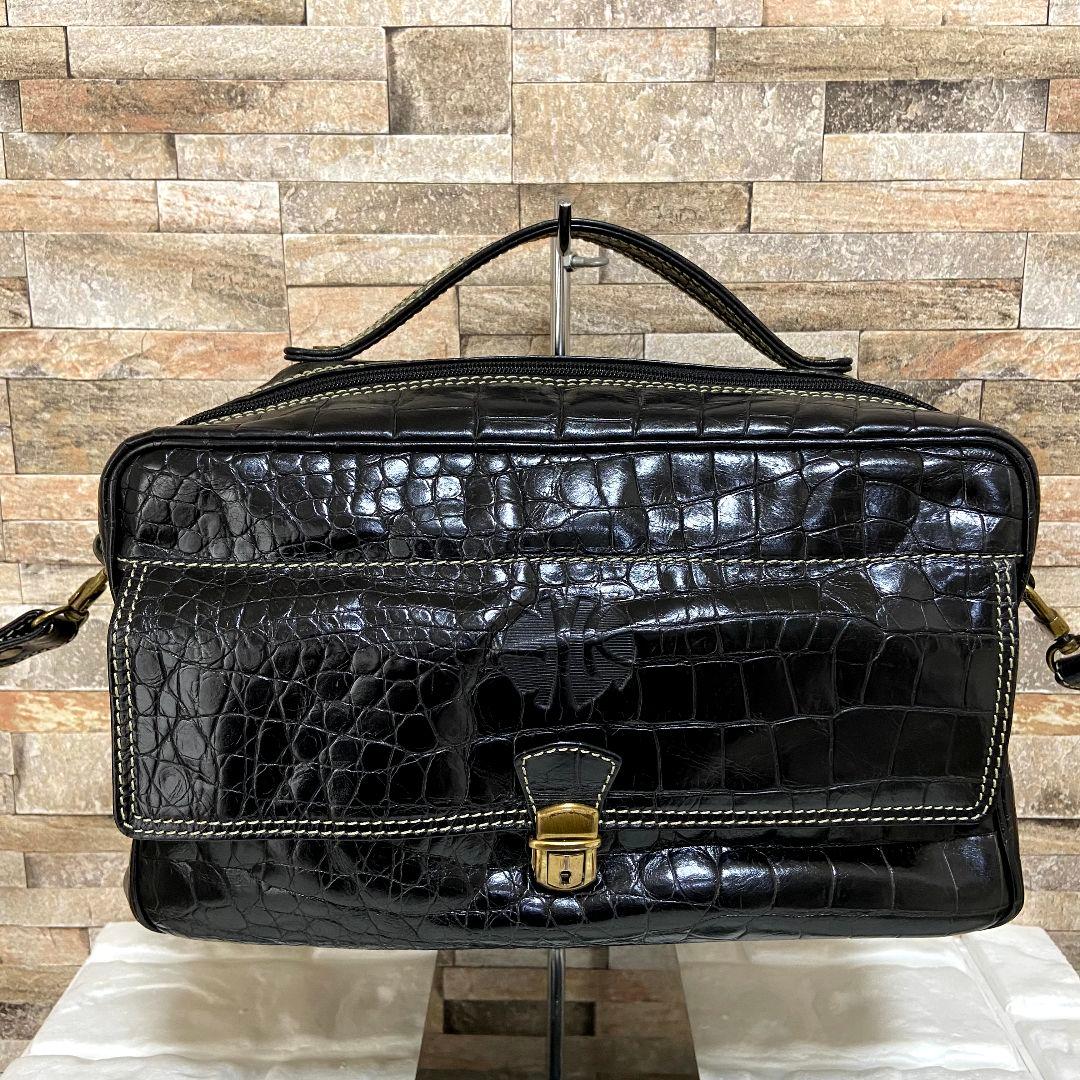 【希少】ENRIQUE LOEWE KNAPPE　クロコ型押し　ショルダーバッグ