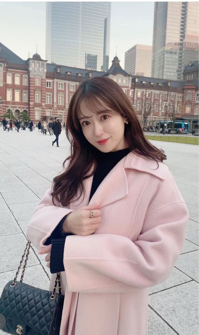 FRAY I.D ウール トレンチ リバーコート ピンク ロングコートS 神崎恵