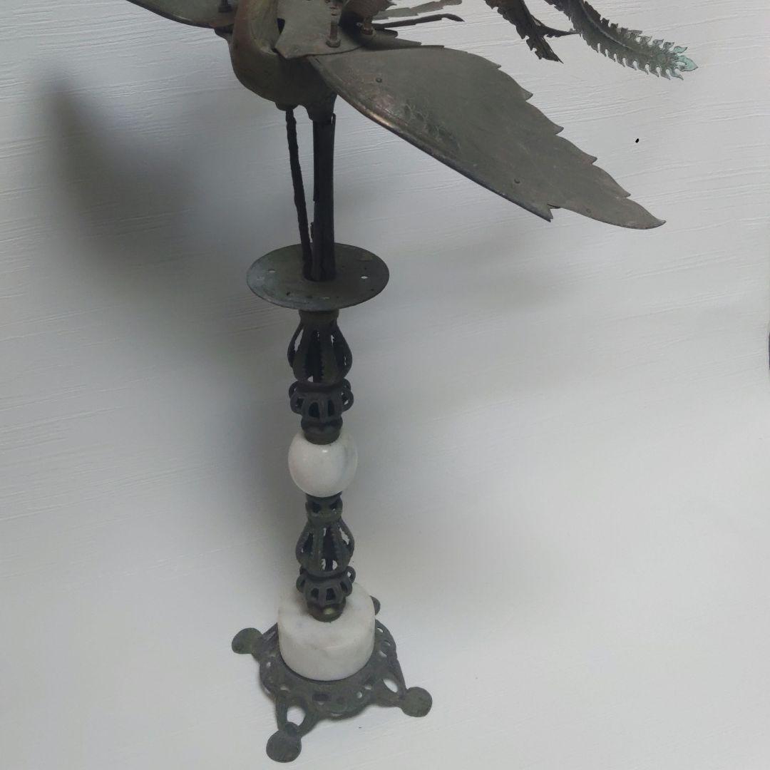 神輿　鳳凰　銅製　ランプ台　時代物　金属工芸　アンティーク　ミ10