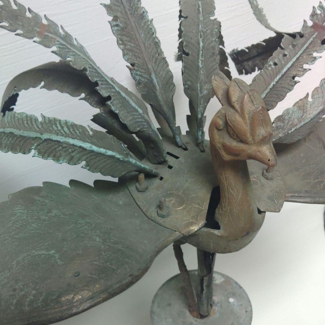 神輿　鳳凰　銅製　ランプ台　時代物　金属工芸　アンティーク　ミ10